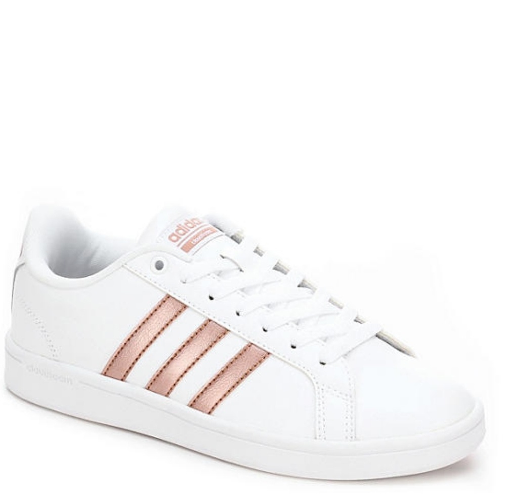 Adidas Advantage (White w/Rose Gold)Stripe Sneaker